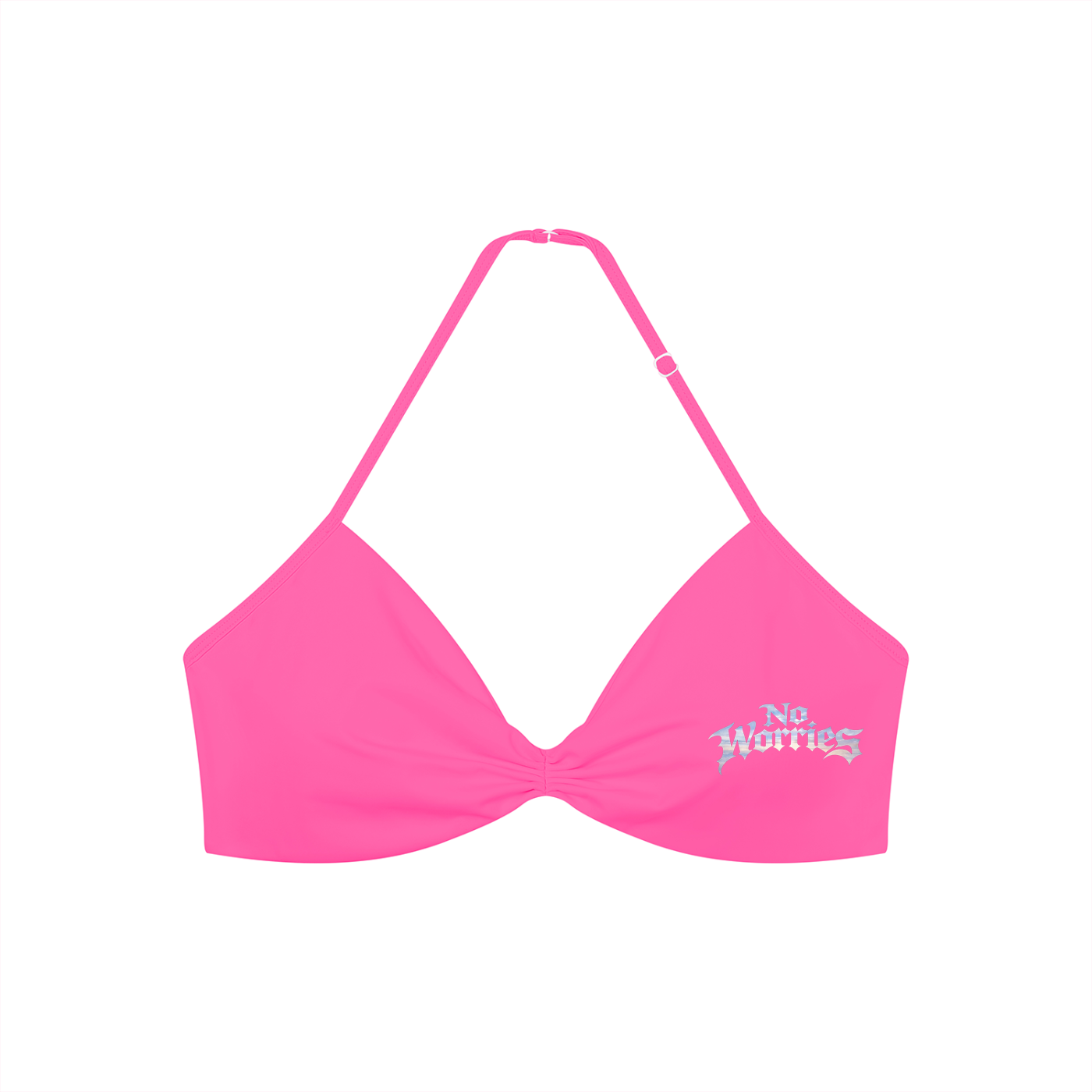 “No worries” Women’s Ruched Halter-Neck Sports Bra