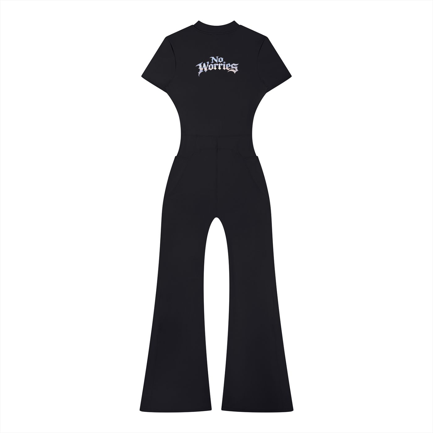 “No Worries” Women’s Tight Flared Leg Quarter-Zip Jumpsuit