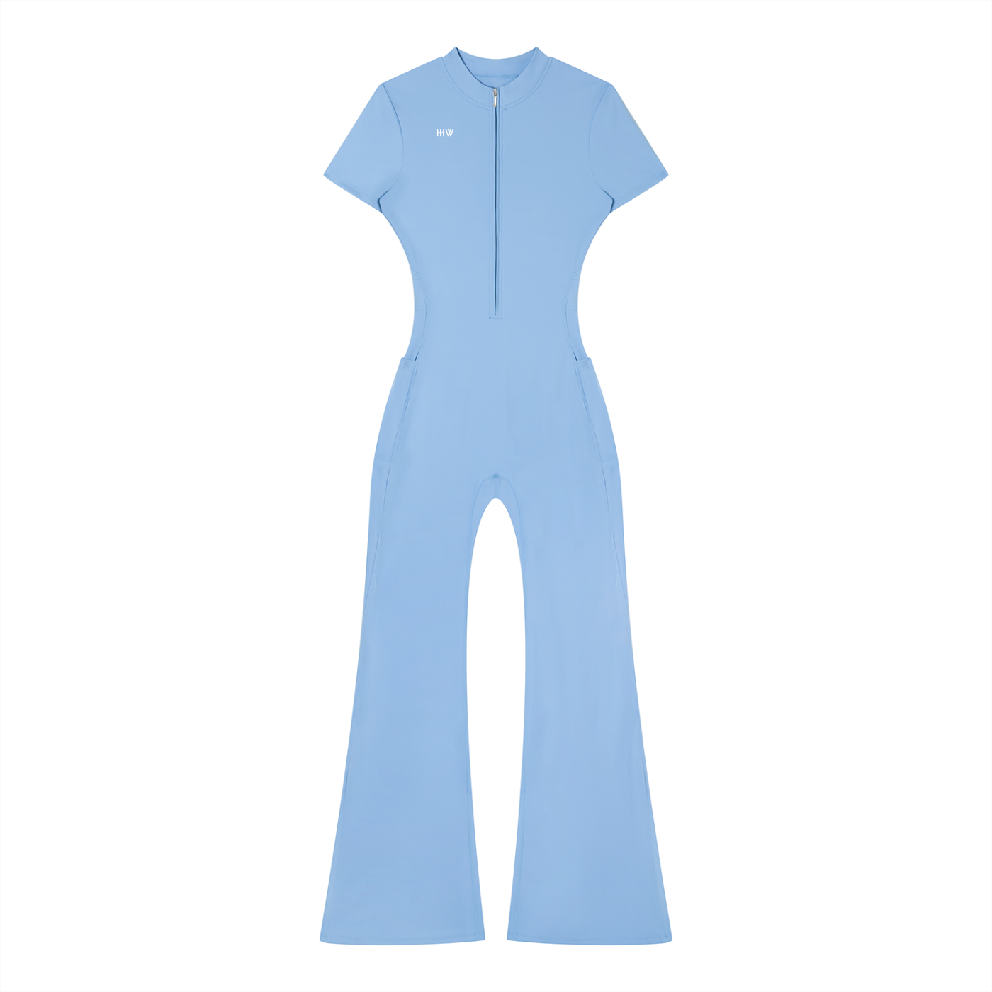 “No Worries” Women’s Tight Flared Leg Quarter-Zip Jumpsuit