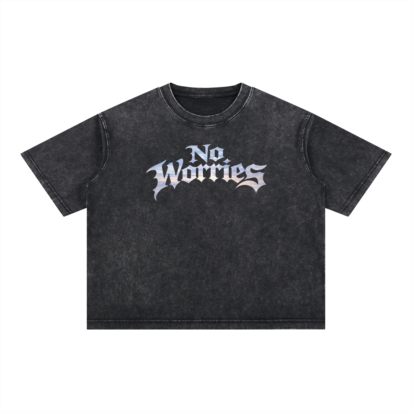 “No Worries” Mineral Wash Boxy Cotton T-Shirt