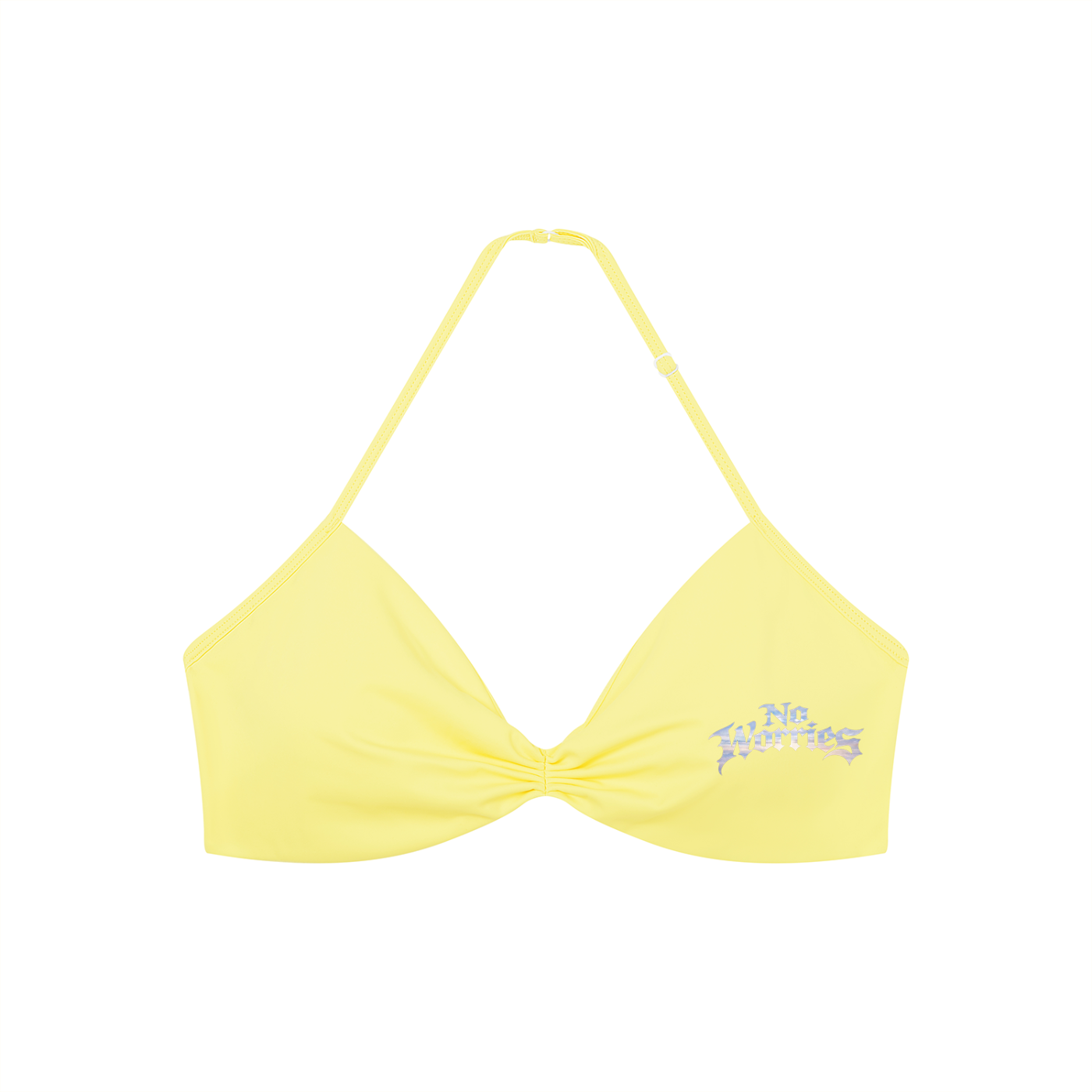 “No worries” Women’s Ruched Halter-Neck Sports Bra
