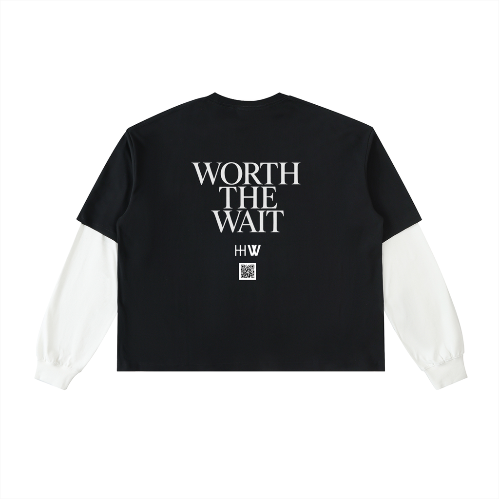 ‘H-worthy’ Layered Contrast Sleeve T-Shirt