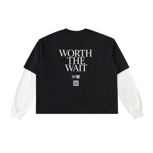 ‘H-worthy’ Layered Contrast Sleeve T-Shirt