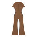 “No Worries” Women’s Tight Flared Leg Quarter-Zip Jumpsuit