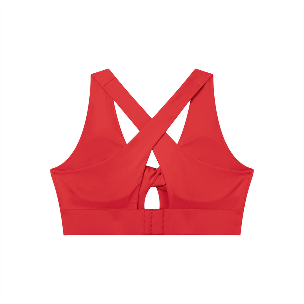 “No Worries” Women's Twist Front V-Neck Sports Bra