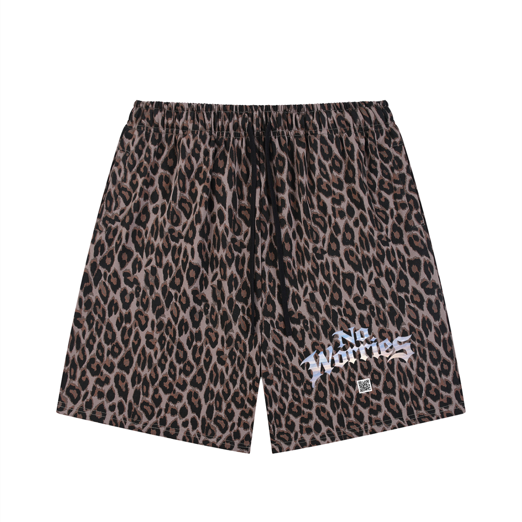“No Worries” Heavyweight Leopard Drawstring Shorts