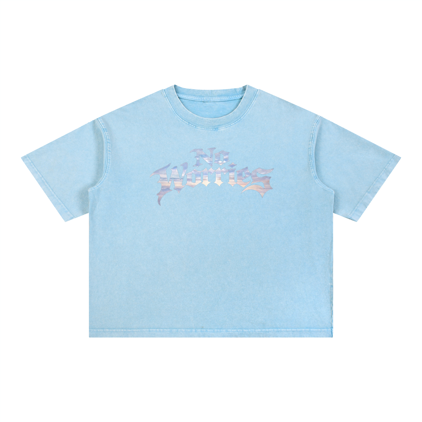 “No Worries” Mineral Wash Boxy Cotton T-Shirt