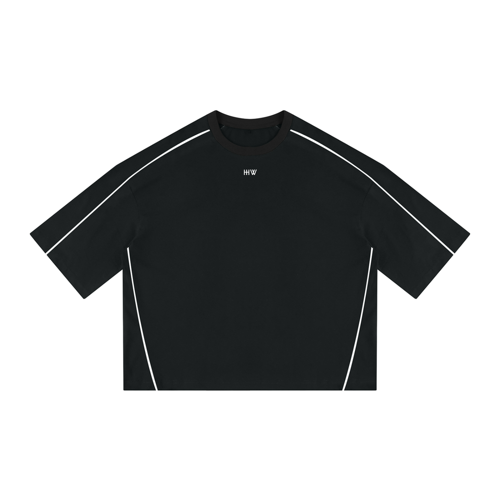 “No Worries” Unisex Heavyweight Boxy Piping T-Shirt