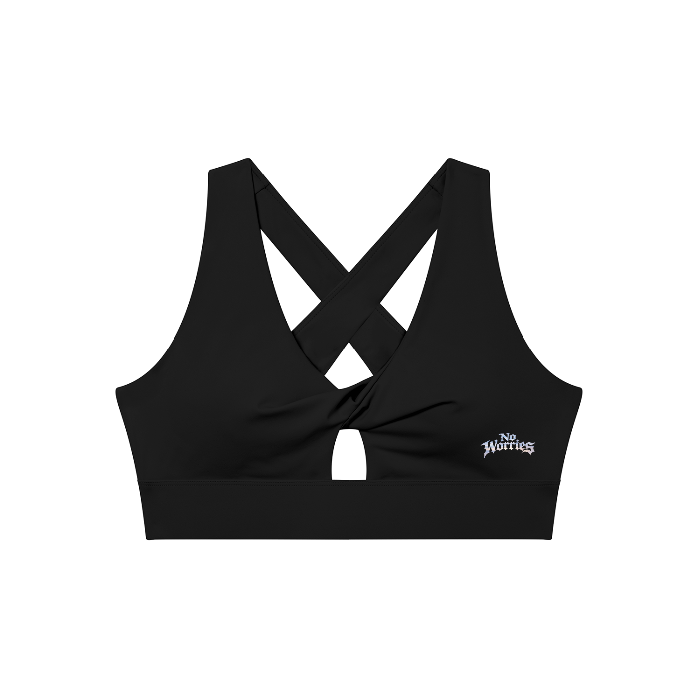 “No Worries” Women's Twist Front V-Neck Sports Bra