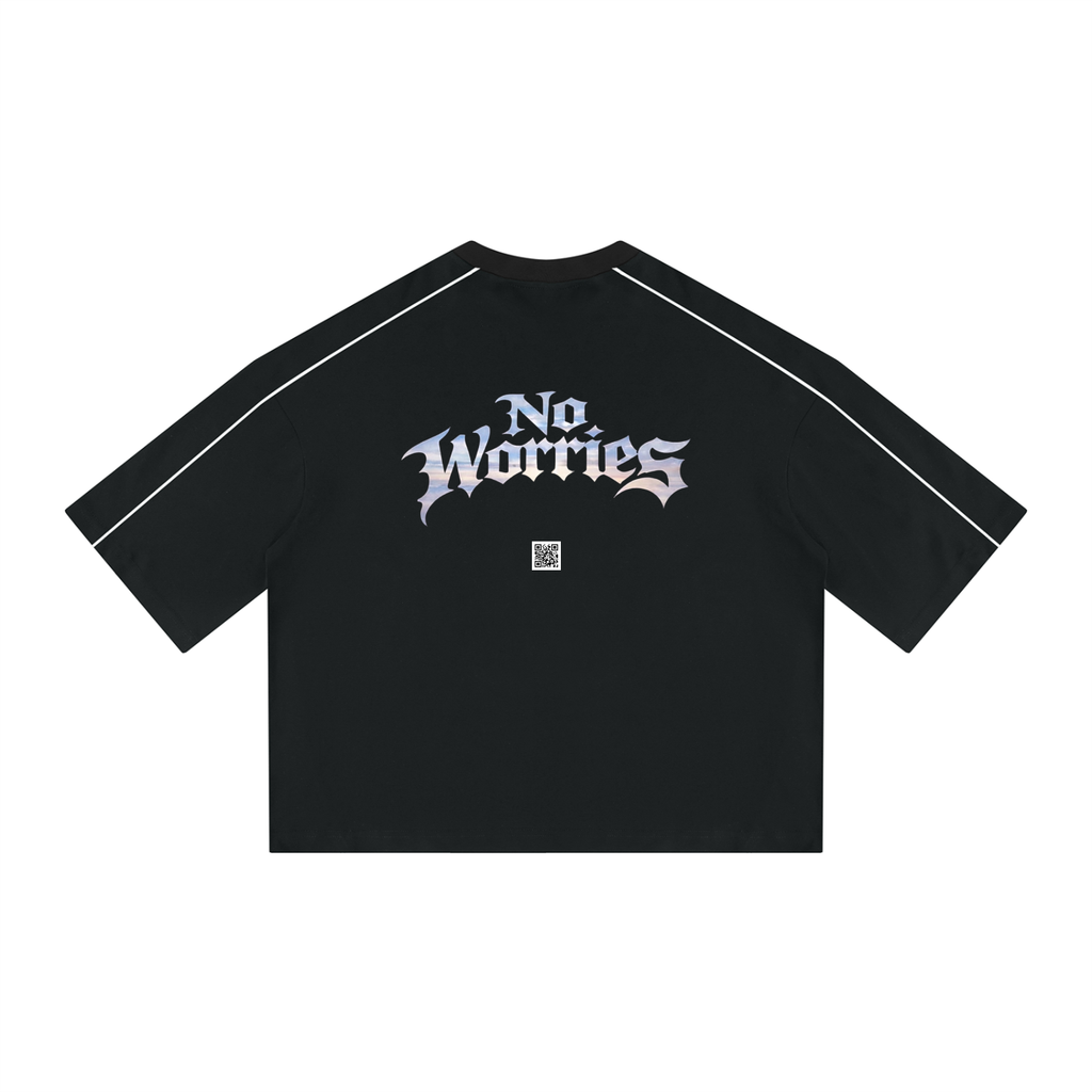 “No Worries” Unisex Heavyweight Boxy Piping T-Shirt