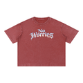 “No Worries” Mineral Wash Boxy Cotton T-Shirt