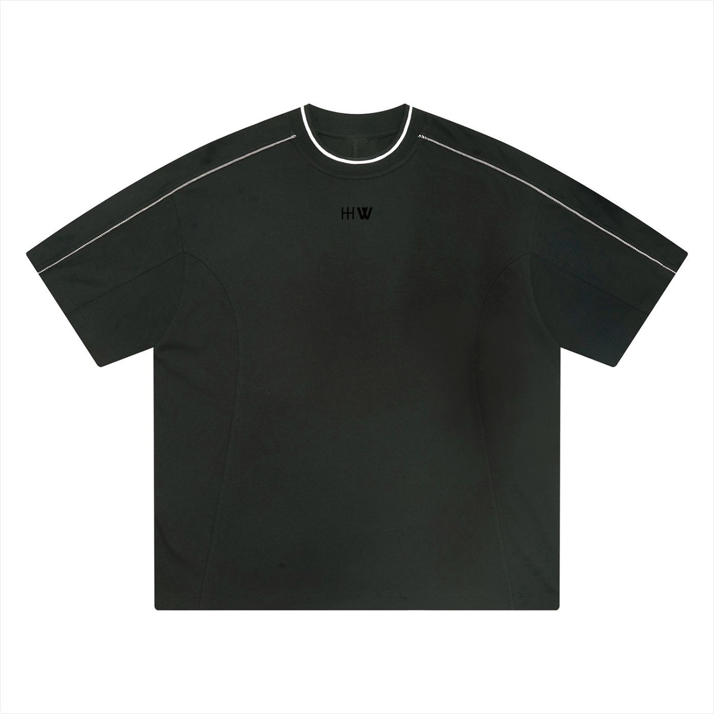 “No Worries” Oversized Contrast Tape T-Shirt