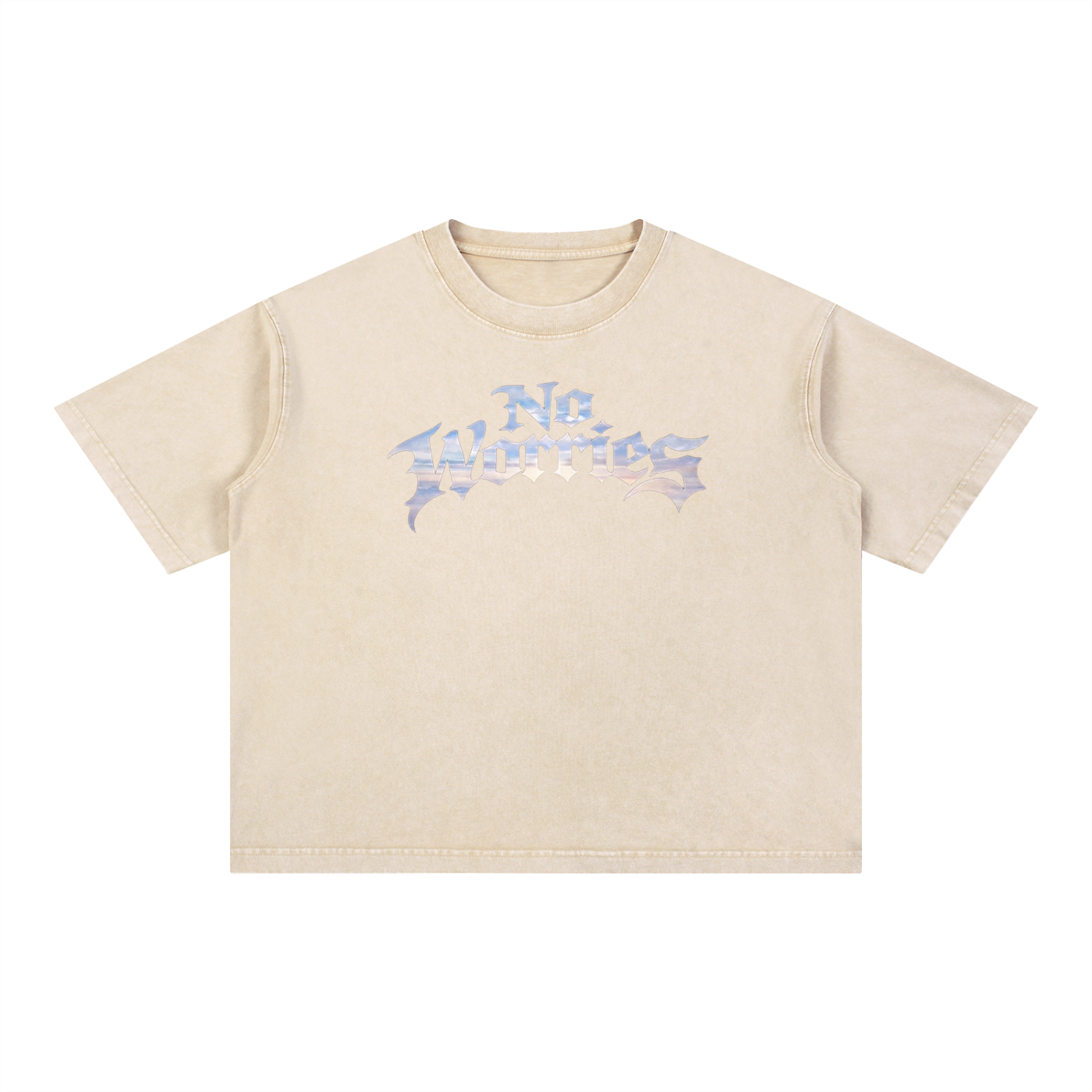 “No Worries” Mineral Wash Boxy Cotton T-Shirt