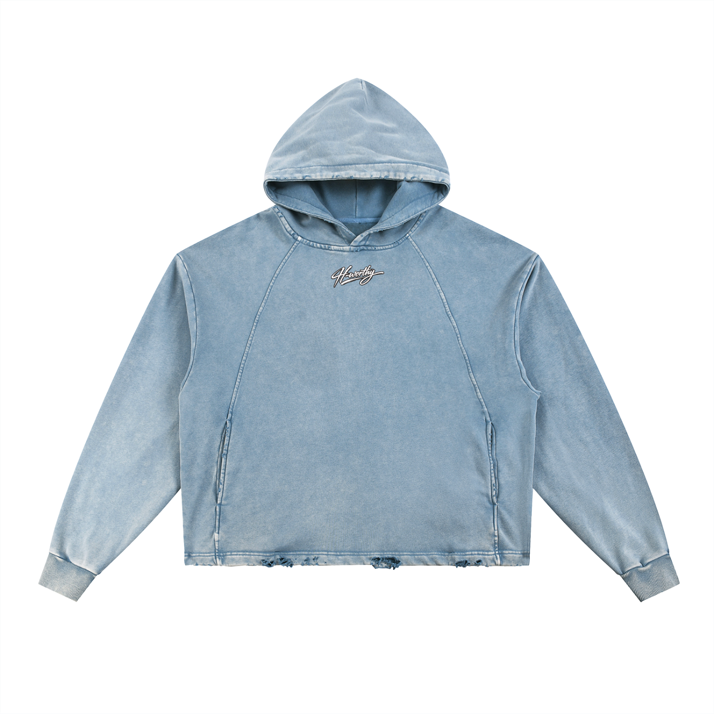 ‘H-worthy’ Vintage Frayed-Hem Hoodie
