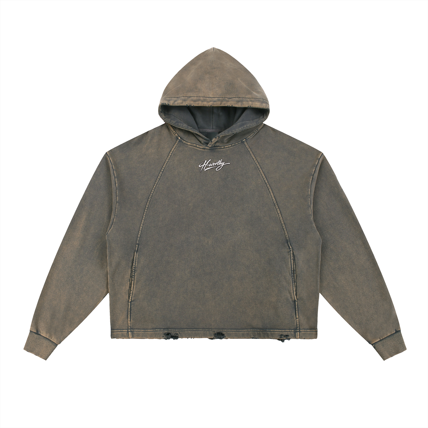 ‘H-worthy’ Vintage Frayed-Hem Hoodie