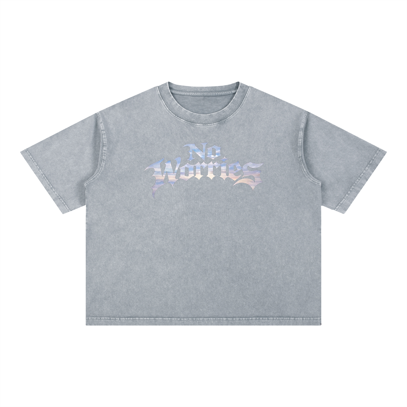 “No Worries” Mineral Wash Boxy Cotton T-Shirt