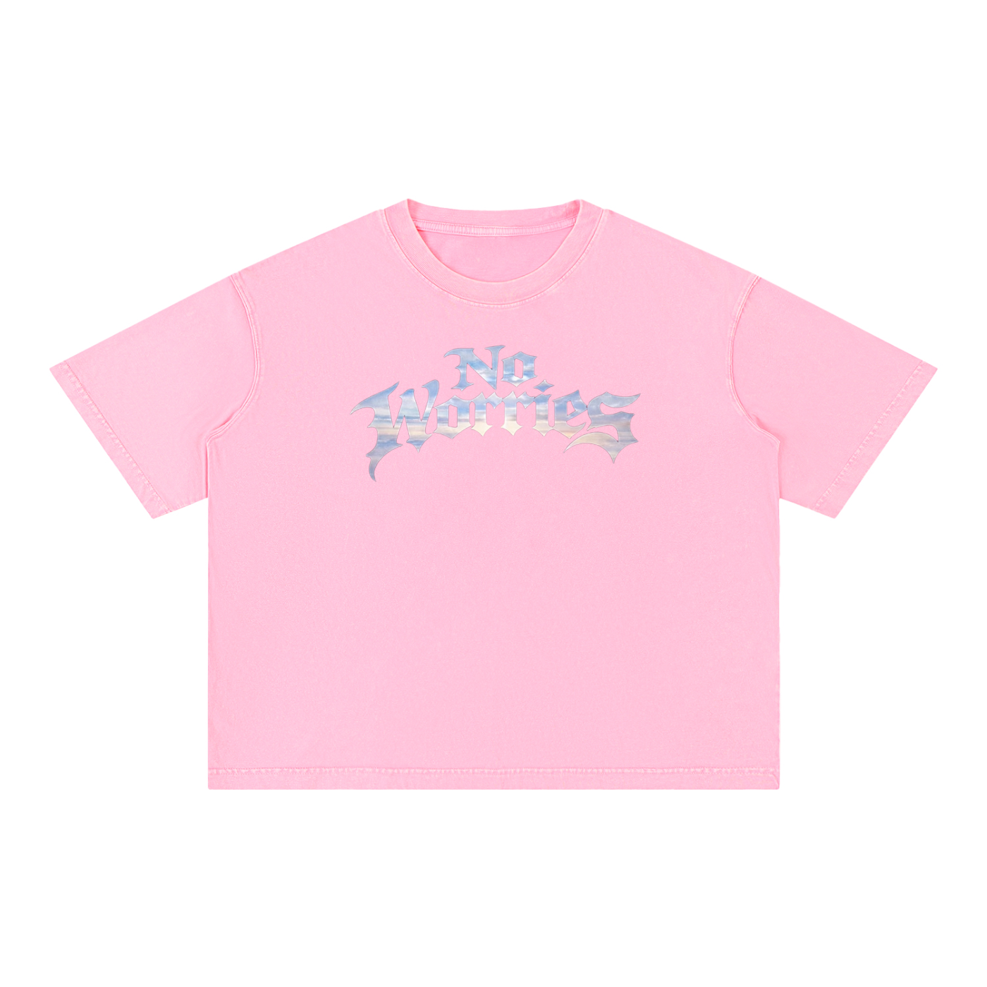 “No Worries” Mineral Wash Boxy Cotton T-Shirt