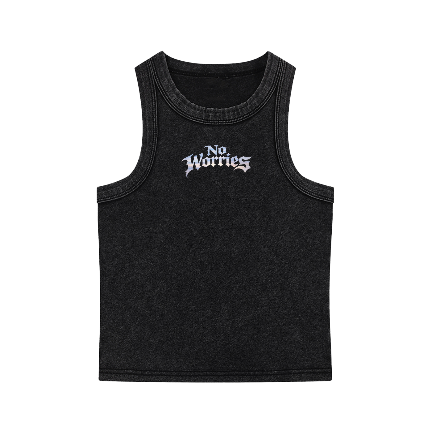 “No Worries” Snow Washed Tank Top