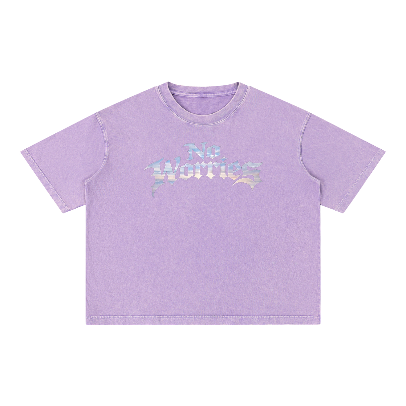 “No Worries” Mineral Wash Boxy Cotton T-Shirt