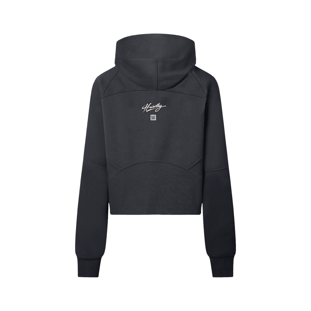 ‘HW’ Cropped Half-Zip Hoodie