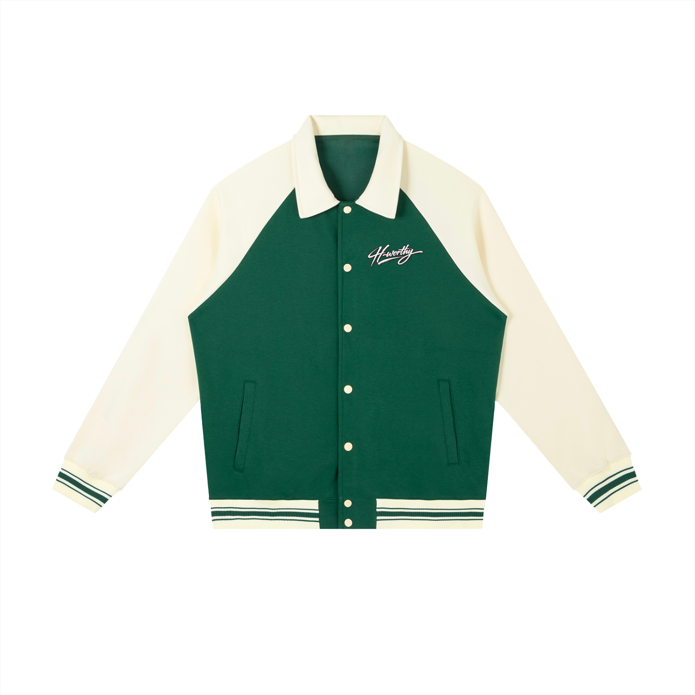 ‘H-worthy’ raglan sleeve Baseball Jacket