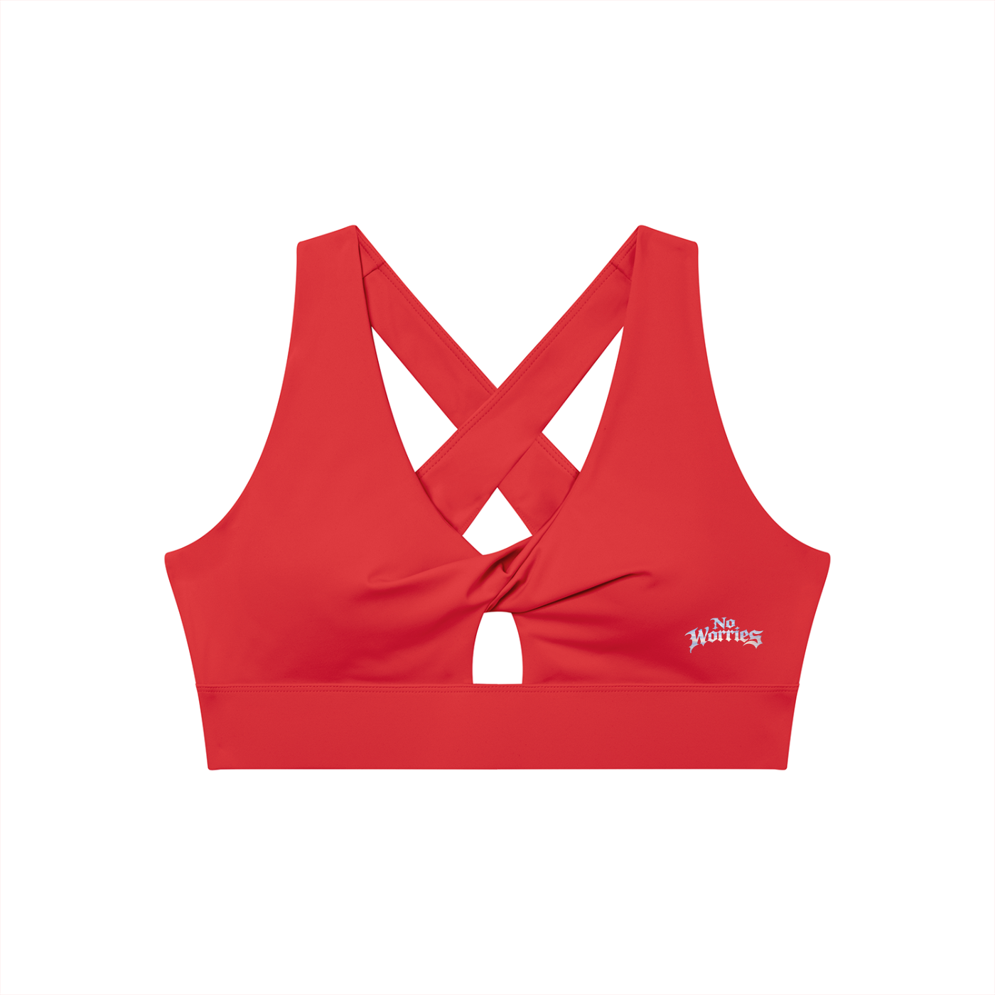“No Worries” Women's Twist Front V-Neck Sports Bra