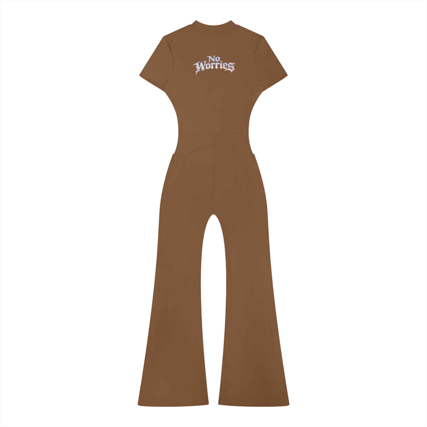 “No Worries” Women’s Tight Flared Leg Quarter-Zip Jumpsuit