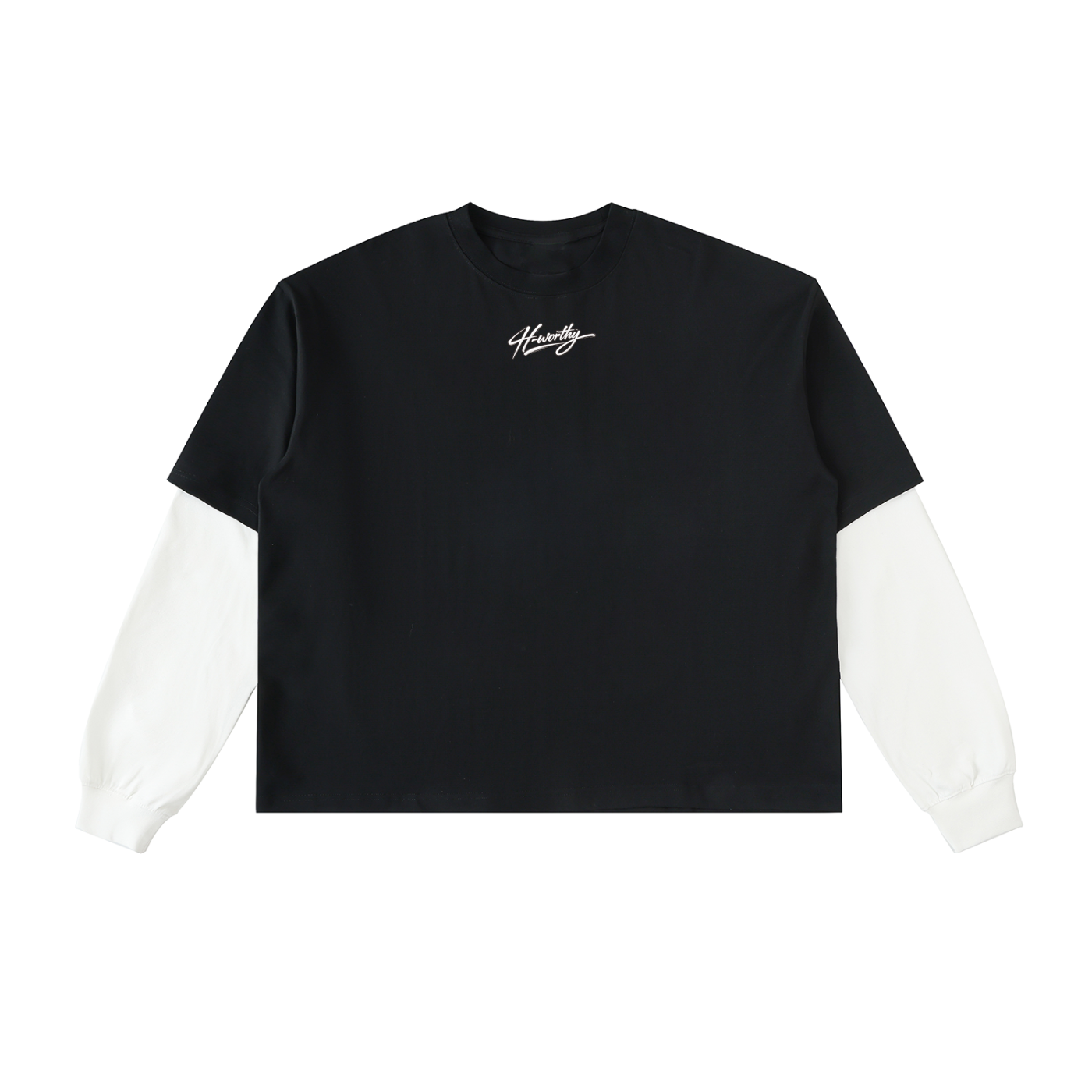 ‘H-worthy’ Layered Contrast Sleeve T-Shirt