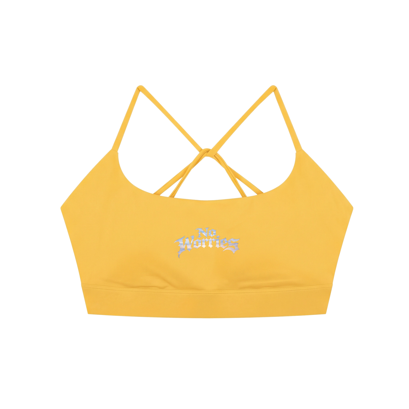 “No Worries” Criss Cross Yoga Sports Bra
