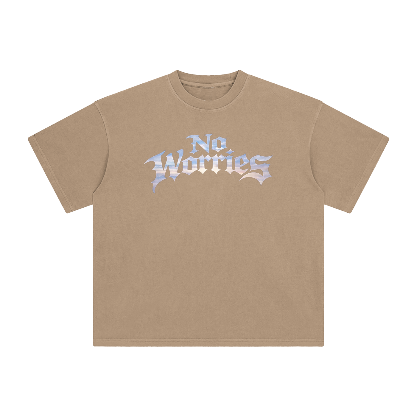 “No Worries” Enzyme Washed T-Shirt
