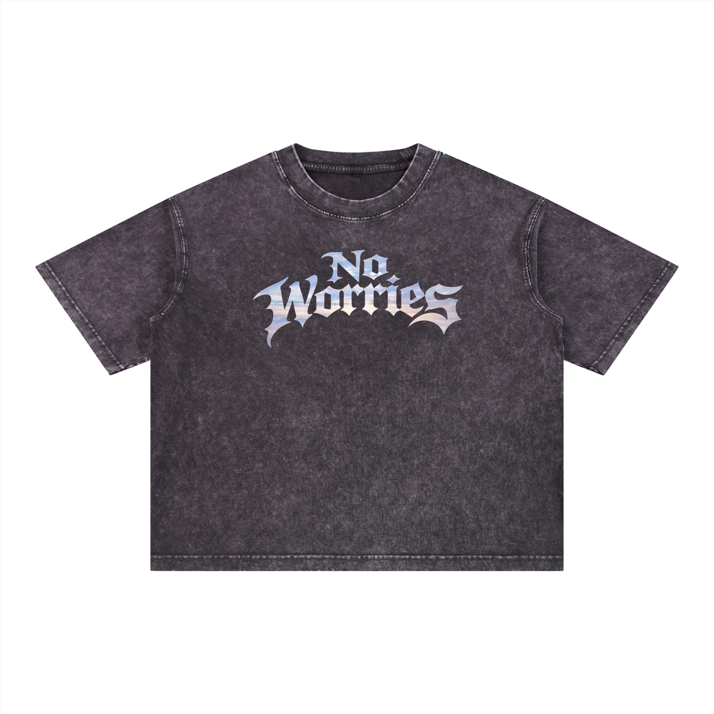 “No Worries” Mineral Wash Boxy Cotton T-Shirt
