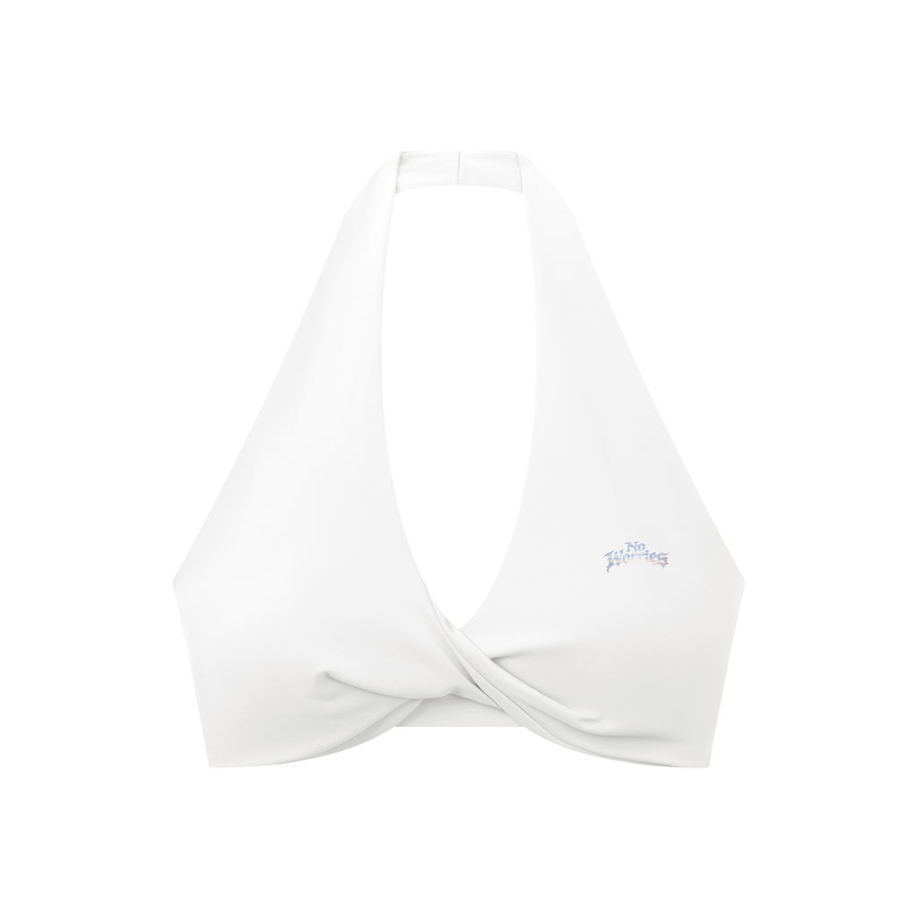 “No Worries” Women's Pleated Halter Sports Bra