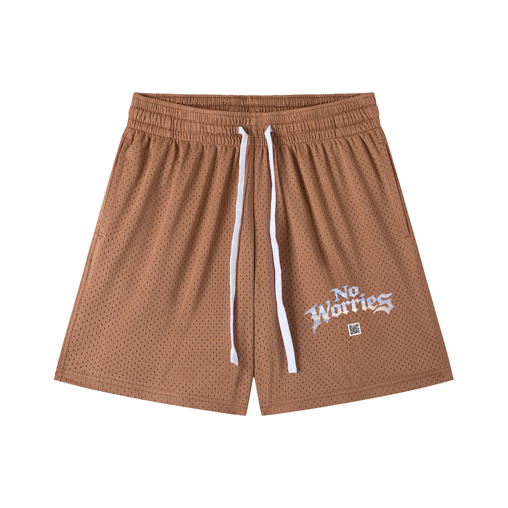 “No Worries” Mesh Drawstring Shorts