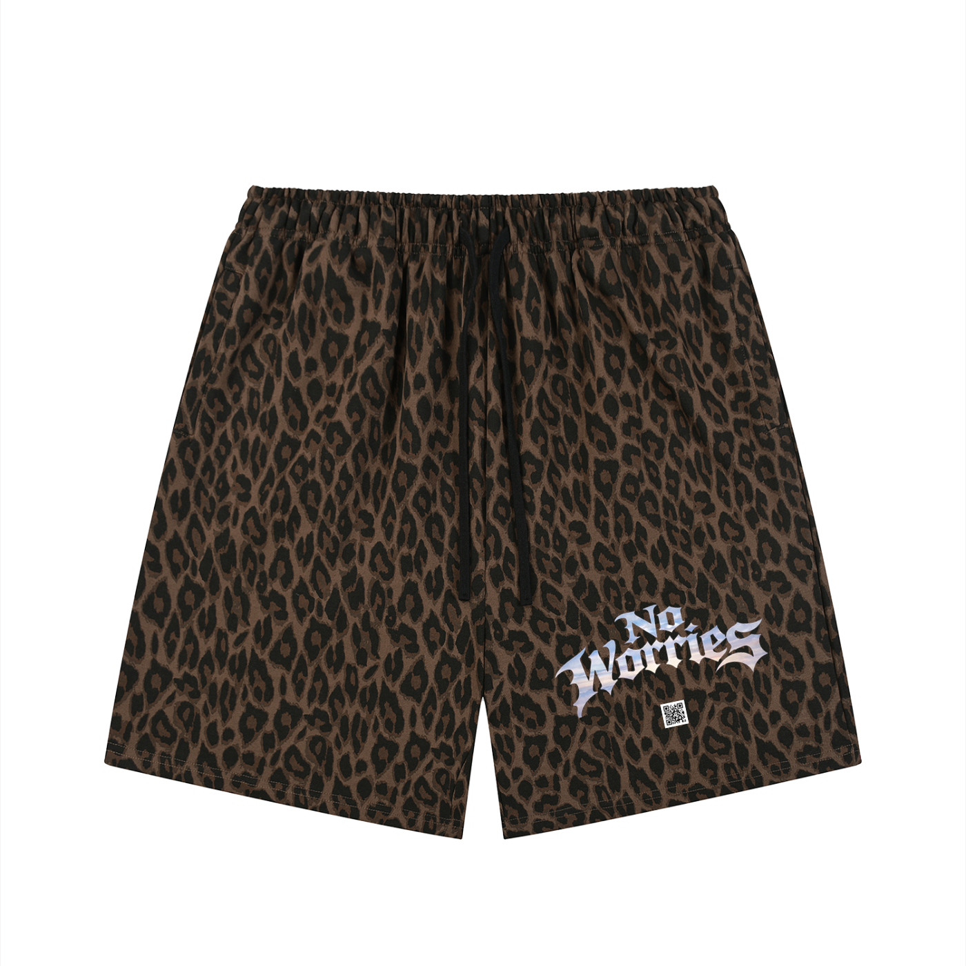 “No Worries” Heavyweight Leopard Drawstring Shorts