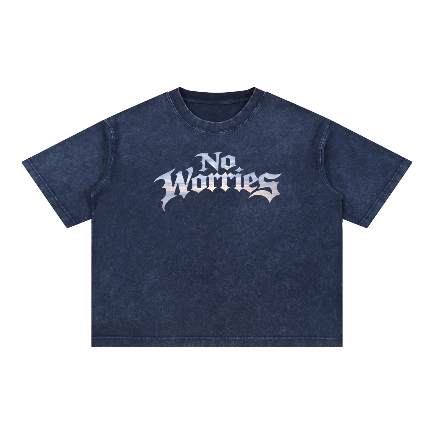 “No Worries” Mineral Wash Boxy Cotton T-Shirt