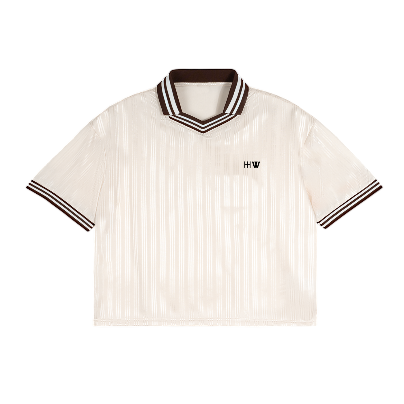 ‘HW’ Contrast Stripes Polo Collar T-Shirt