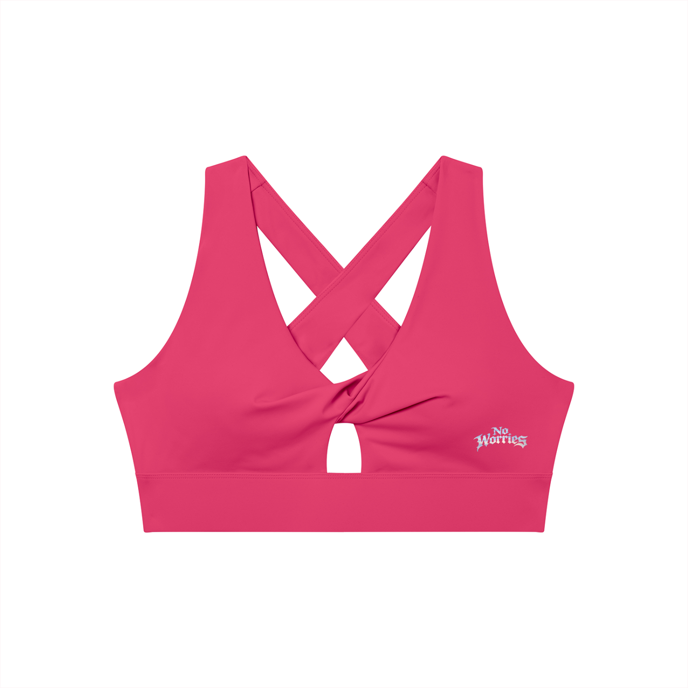 “No Worries” Women's Twist Front V-Neck Sports Bra