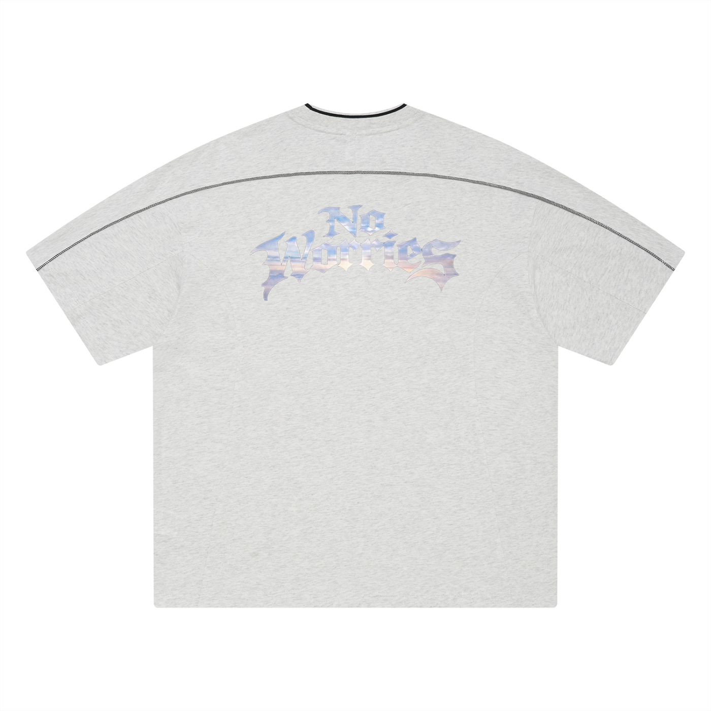 “No Worries” Oversized Contrast Tape T-Shirt