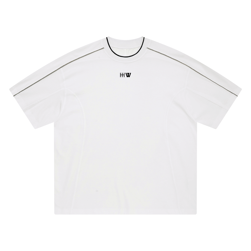 “No Worries” Oversized Contrast Tape T-Shirt
