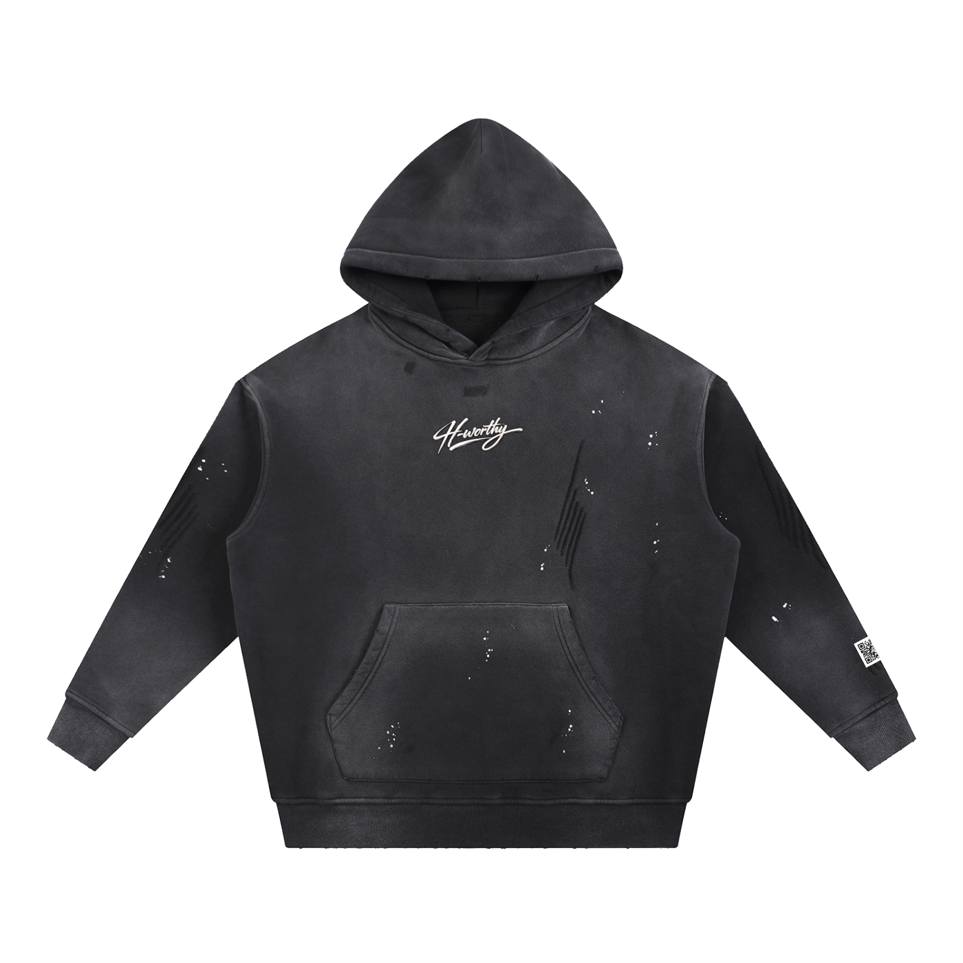 ‘H-worthy’ Vintage Frayed Fleece Hoodie