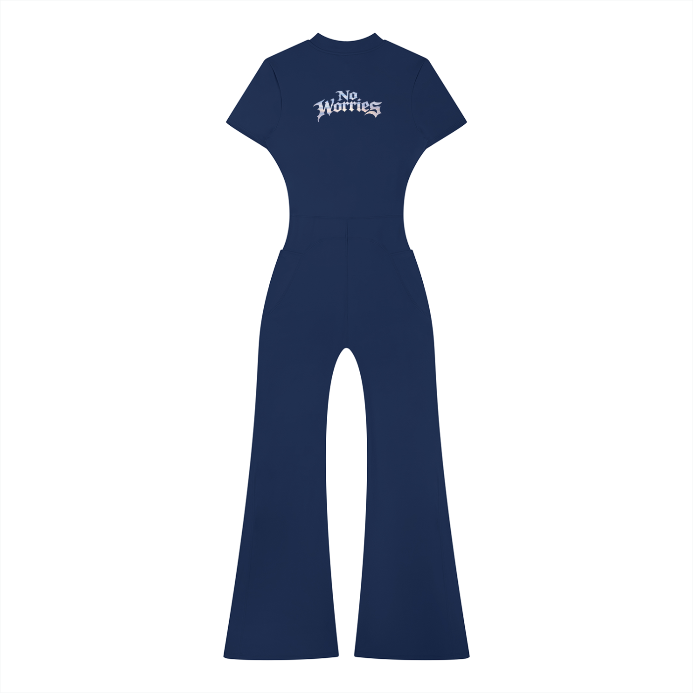 “No Worries” Women’s Tight Flared Leg Quarter-Zip Jumpsuit