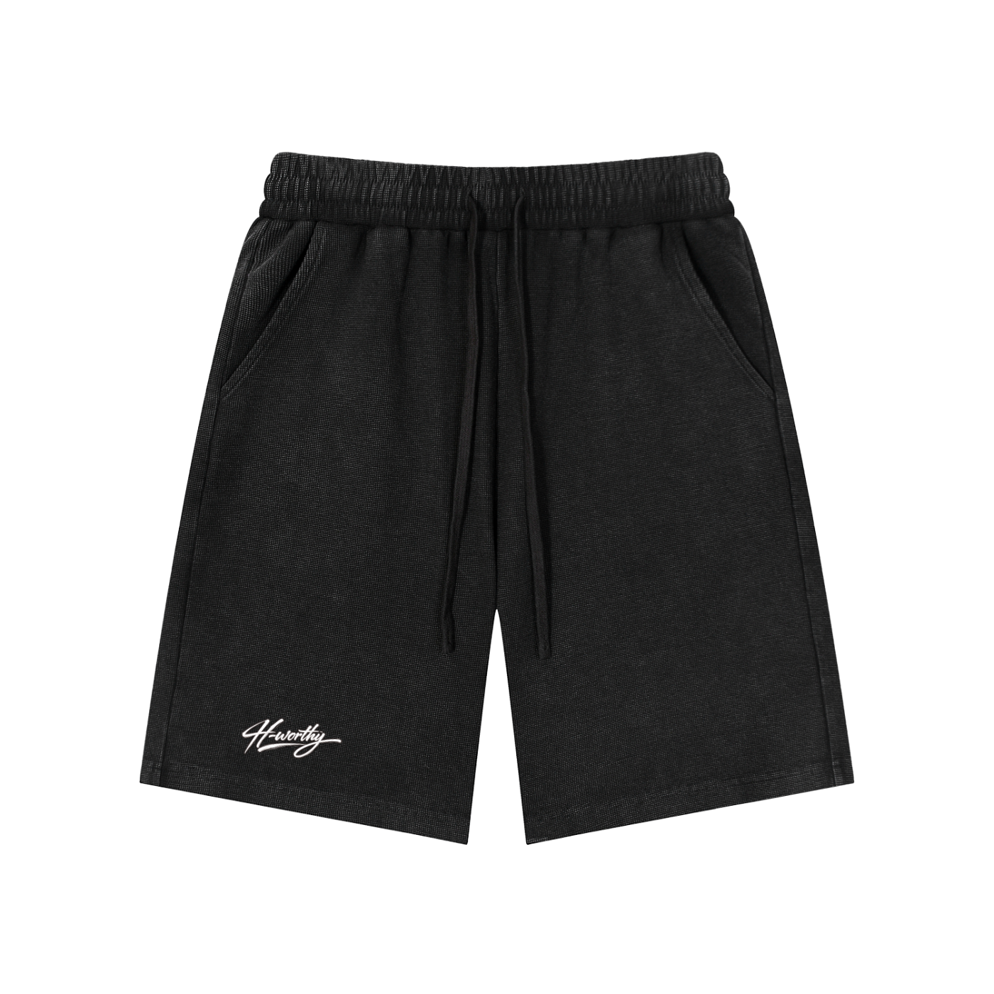 ‘H-worthy’ Mineral Wash Waffle Knit Shorts