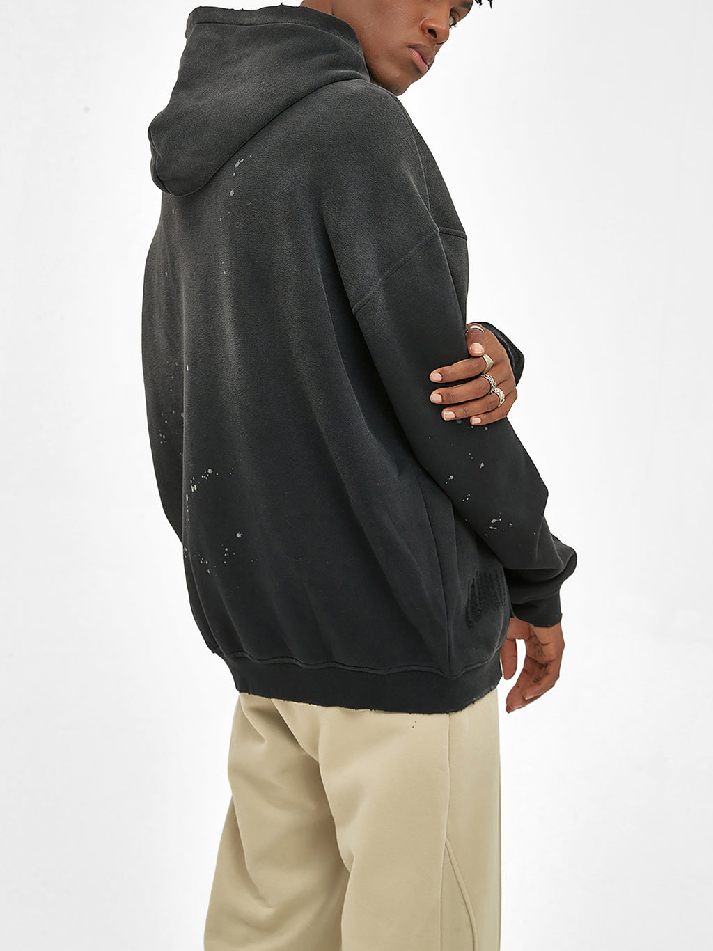 ‘H-worthy’ Vintage Frayed Fleece Hoodie