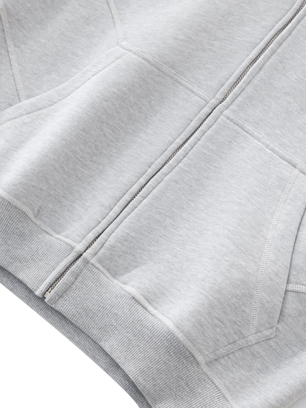‘HW’ Contrast-Stitched Fleece Zip Hoodie