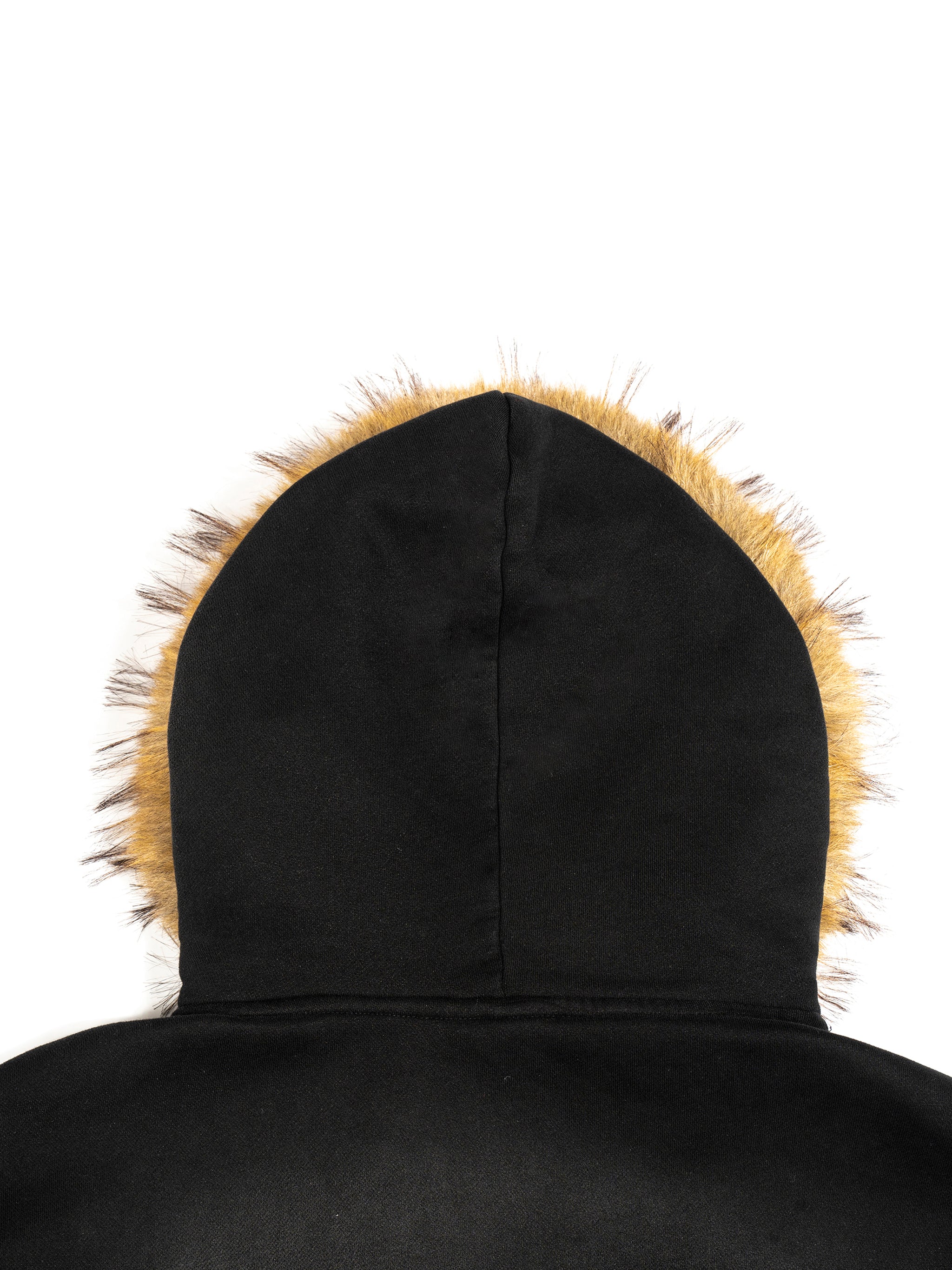 ‘HW’ Sun Fade Boxy Detachable Fur Hoodie